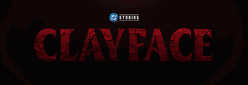 The Word Clayface Is Written In Red On A Dark Background GIF