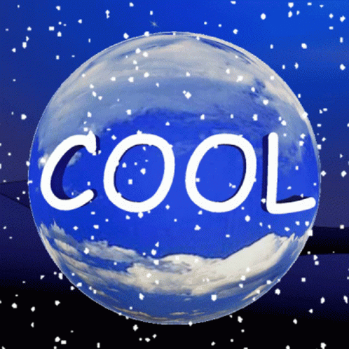 The Word Cool Is Written On A Blue Sphere GIF