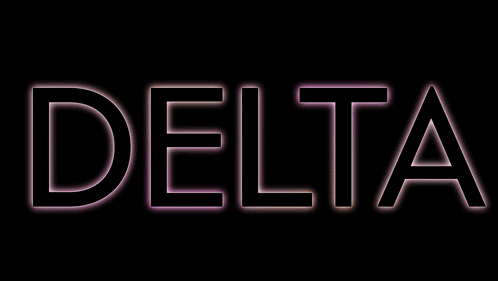 The Word Delta Is Glowing In The Dark With A Purple Background GIF