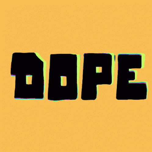 The Word Dope Is Written In Black On A Pink Background GIF