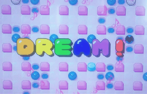 The Word Dream Is Displayed On A Screen Surrounded By Bubbles GIF