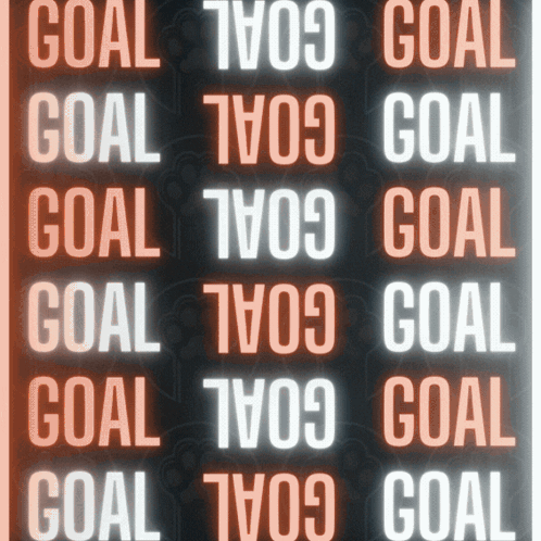 the word goal is displayed in different shades of orange