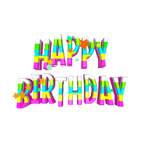 the word happy birthday is written in colorful letters on a white background