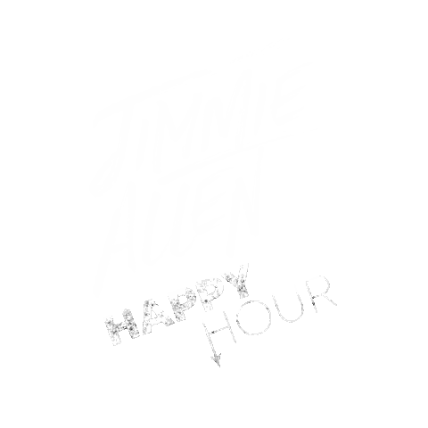 the word happy hour is written in silver letters on a white background .