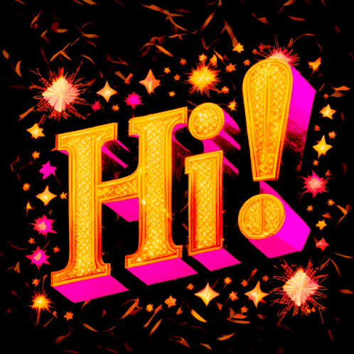 The Word Hi That Is Surrounded By Fireworks GIF
