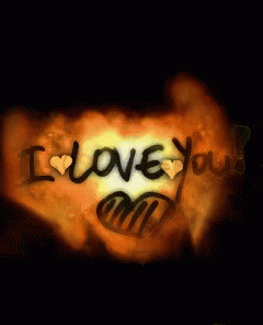 The Word I Love You Is Written On A Fire Background GIF