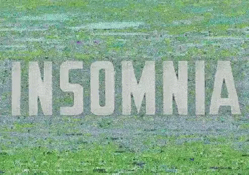 The Word Insomnia Is Written On A Purple And Pink Background GIF