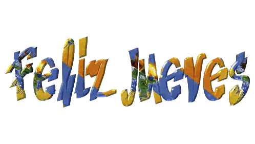 the word jueves is written in a colorful font