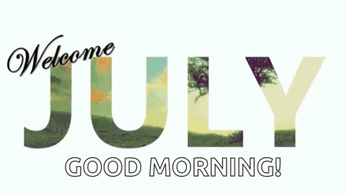 the word july is surrounded by fireworks and says welcome july good morning