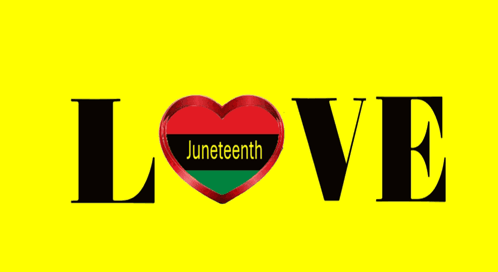 The Word Love Is On A Yellow Background With A Heart In The Middle GIF