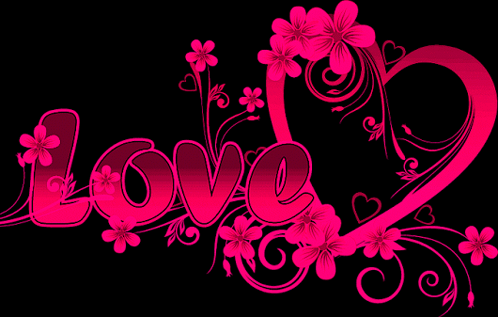 The Word Love Is Surrounded By Yellow Flowers GIF