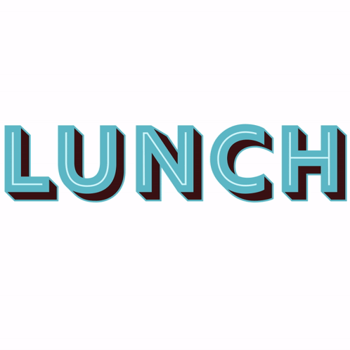The Word Lunch Is Written In Blue And Black GIF