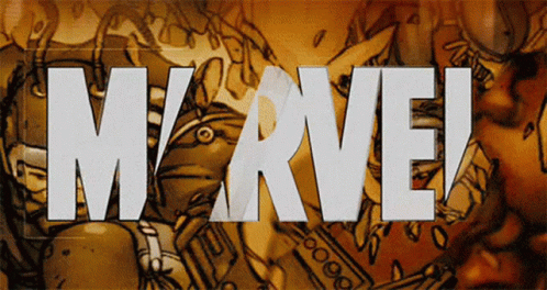 The Word Marvel Is On A Drawing Of A Face GIF