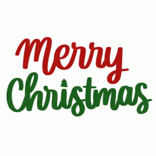 The Word Merry Christmas Is Written In Red And Green GIF
