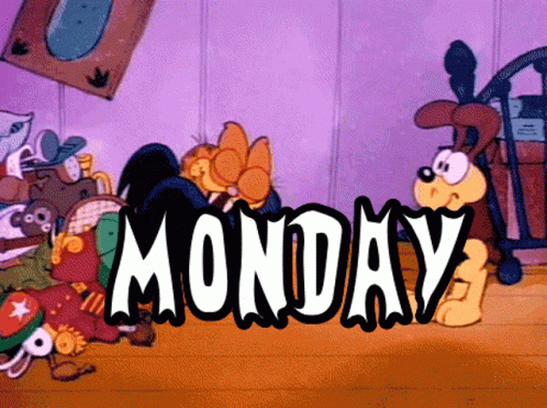 The Word Monday Is On A Cartoon With Garfield And Dog GIF