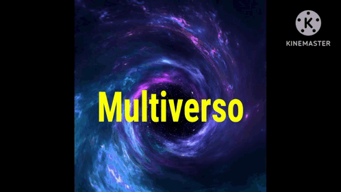 The Word Multiverso Is On A Screen With A Swirl In The Background GIF