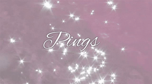 The Word Pings Is On A Pink Background With White Stars GIF