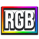 the word rgb is surrounded by a rainbow of colors .