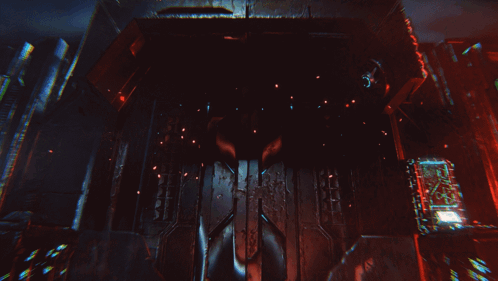 The Word Slayer Is Surrounded By Red Glowing Lines GIF