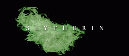 The Word Slytherin Is Surrounded By Green Smoke On A Black Background GIF