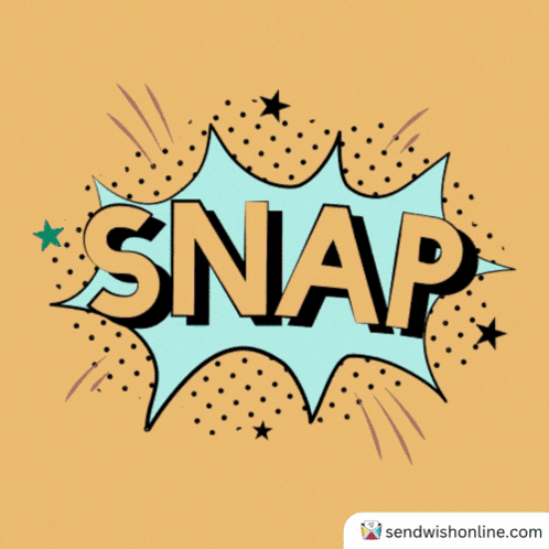 The Word Snap Is Written In A Comic Book Style GIF
