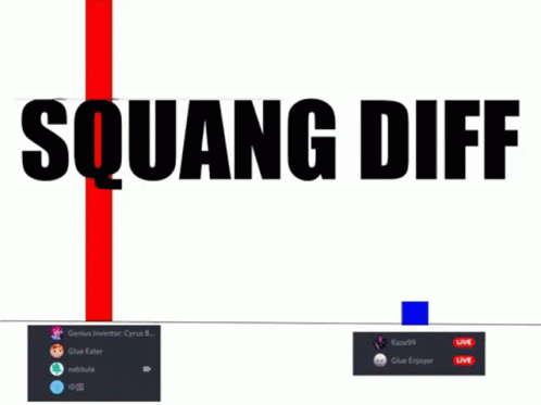 The Word Squang Diff Is On A White Background With A Blue Line GIF