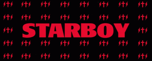 The Word Starboy Is Surrounded By Red Lightning Bolts On A Black Background GIF