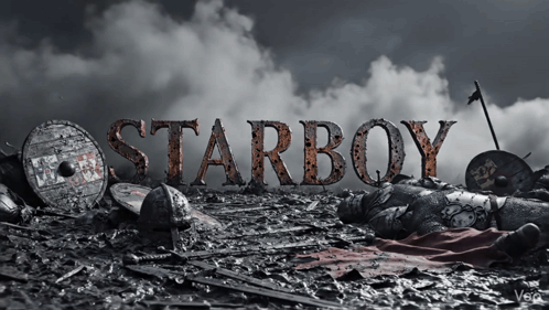 The Word Starboy Is Written In Rusty Metal Letters GIF