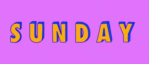 The Word Sunday Is Written In Blue On A Pink Background GIF