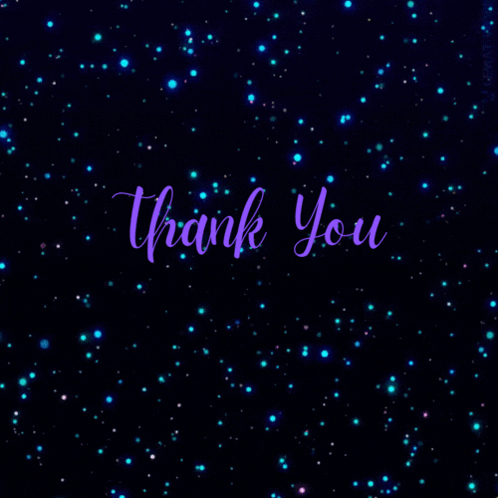The Word Thank You Is Written In Purple On A Dark Blue Background GIF