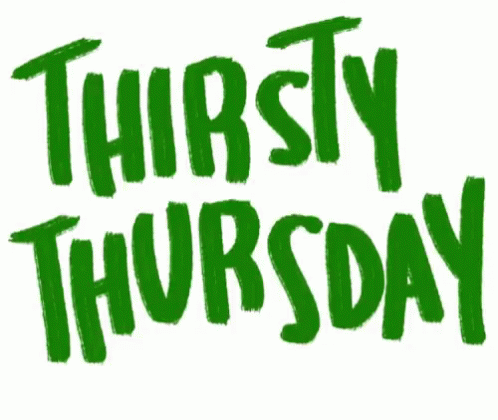 The Word Thursday Is Written In Green On A White Background GIF