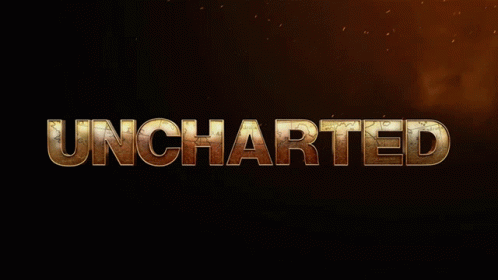 the word uncharted is on a black background