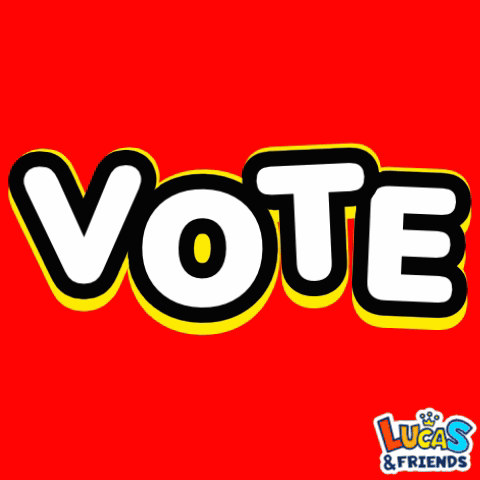 The Word Vote Is On A Red Background With Polka Dots GIF