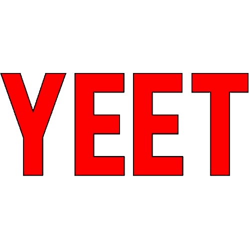 the word yeet is written in colorful letters on a white background