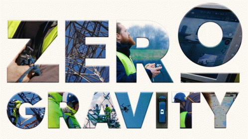 The Word Zero Gravity Is Displayed With A Man Holding A Remote Control GIF