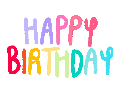 the words happy birthday are written in rainbow colors