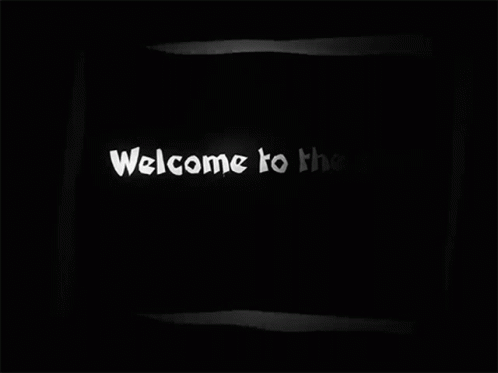The Words Welcome To The Show Are Written In White On A Black Background GIF