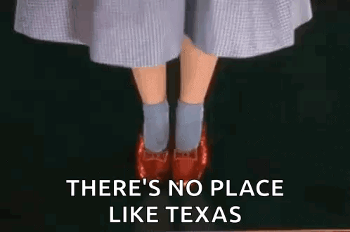 there is no place like texas written on a black background .