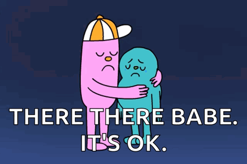There There Babe It's Ok Cartoon Hug