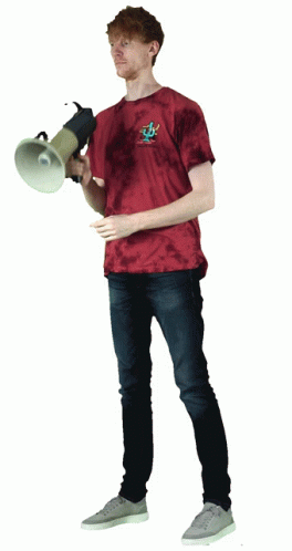 Thin Man Shouts On The Megaphone GIF