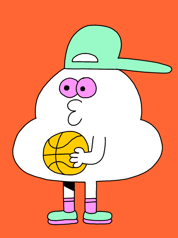 Things That Bounce Cloud With Hat Holding Ball GIF