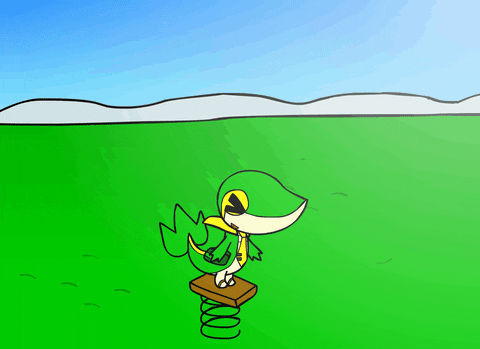 Things That Bounce Snivy On Spring Board GIF