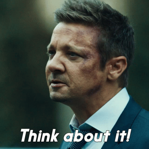 Think About It Jeremy Renner GIF