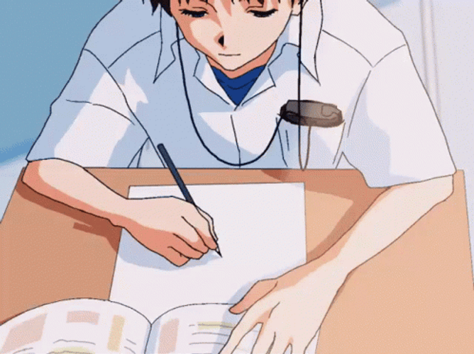 Thinking And Writing Shinji GIF