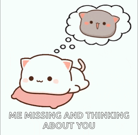 Thinking Of You Peach Cat Think Gif GIF