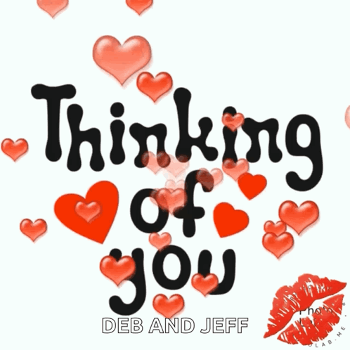 Thinking Of You Sign With Red Hearts GIF