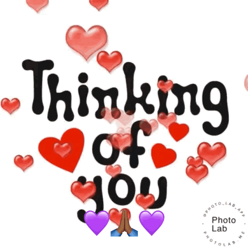 Thinking of You Surrounded by Hearts and Purple Hearts