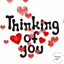 Thinking of You With Red Hearts