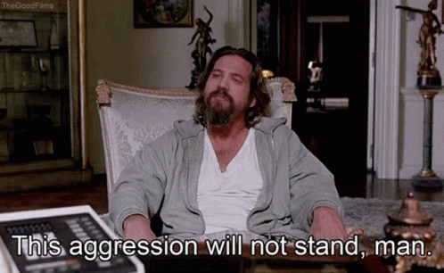 This Aggression Will Not Stand Thats Like Your Opinion Man GIF