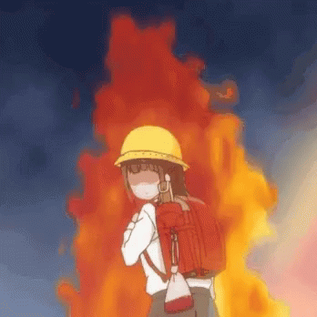 This Girl Is On Fire Anime Student Burning GIF